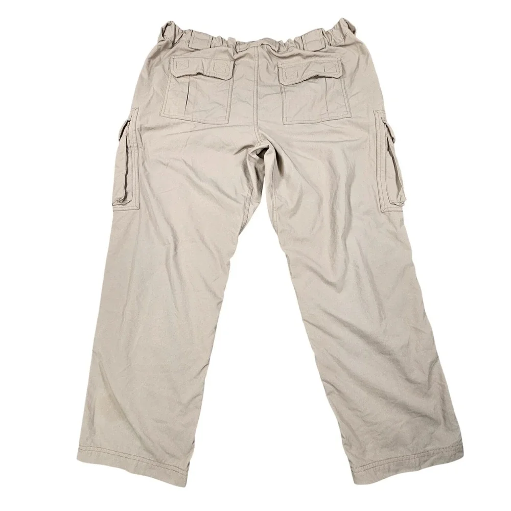Duluth Trading Co Dry on the Fly Cargo Pants Mens 2XL x 27 Khaki Nylon Tech Work